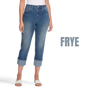 Frye High Rise Cropped Cuffed Straight Leg Amari Wash